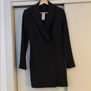 Elegant Black Double-Breasted Women's Dress